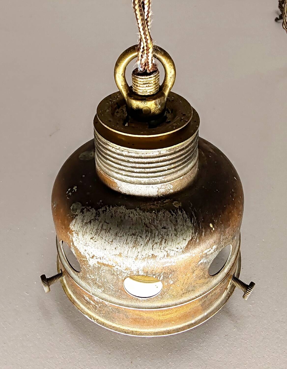 Large holophane industrial glass lamp from the 20s