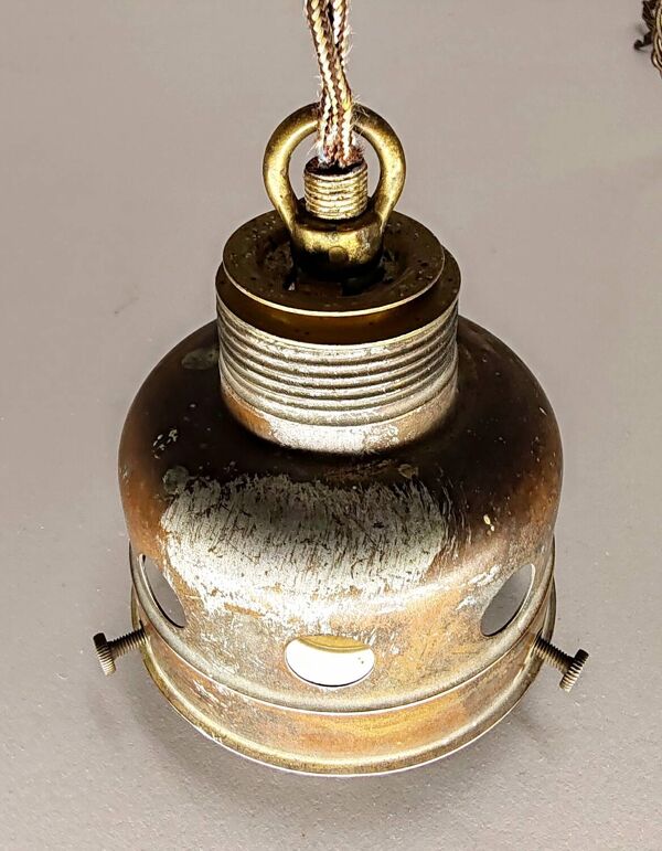 Grande lampe en verre industriel holophane année 20