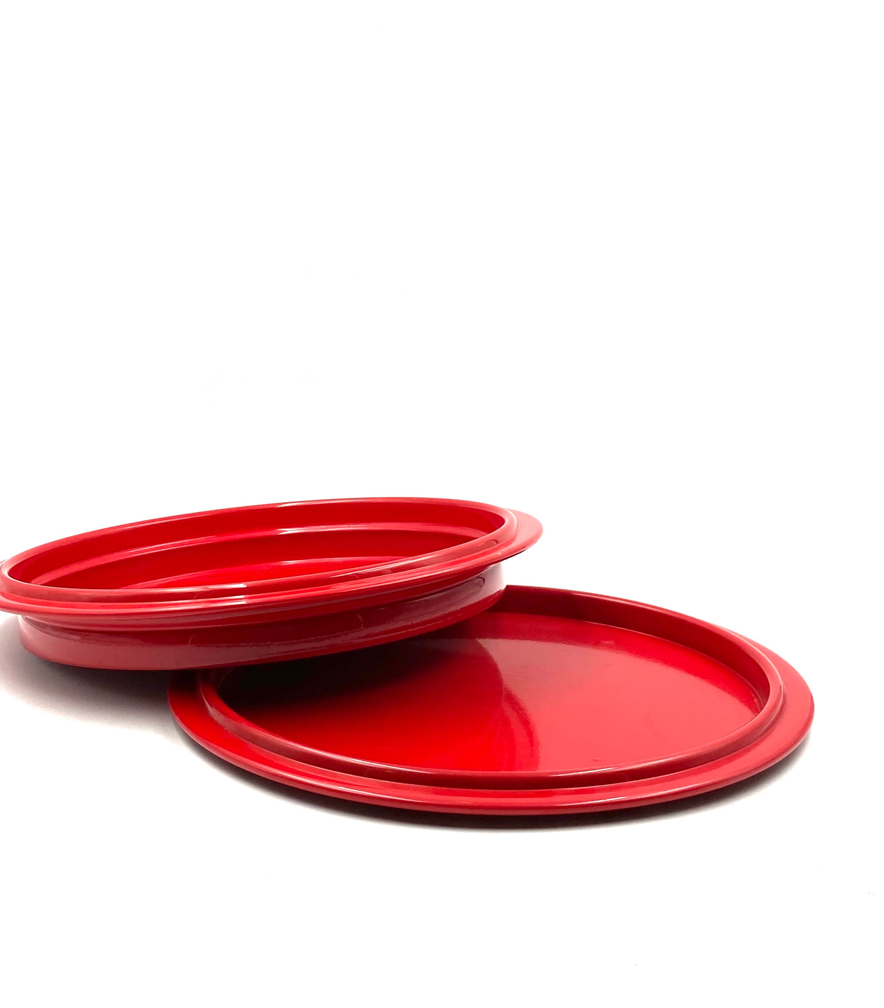 Gianfranco Frattini, red tray, Progetti Italy, 1970s