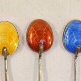 6 mocha spoons in solid silver vermeil and enamelled silver lion passant