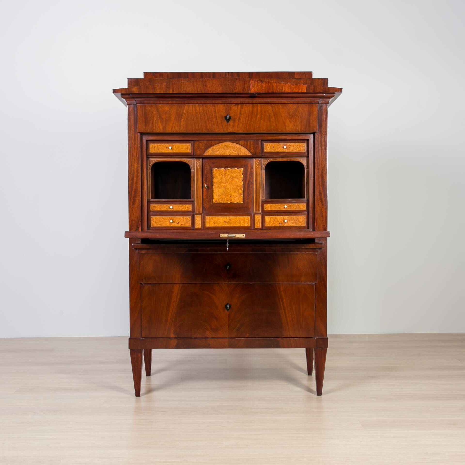 19th Century Mahogany Secretary Desk, French Polish