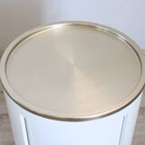 Space Age White Bar Cart On Wheels With Sliding Door, 1960s