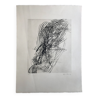 Hans HARTUNG, G1973-2, 1973 (RMN 362). Original etching in black justified HC and signed in pencil