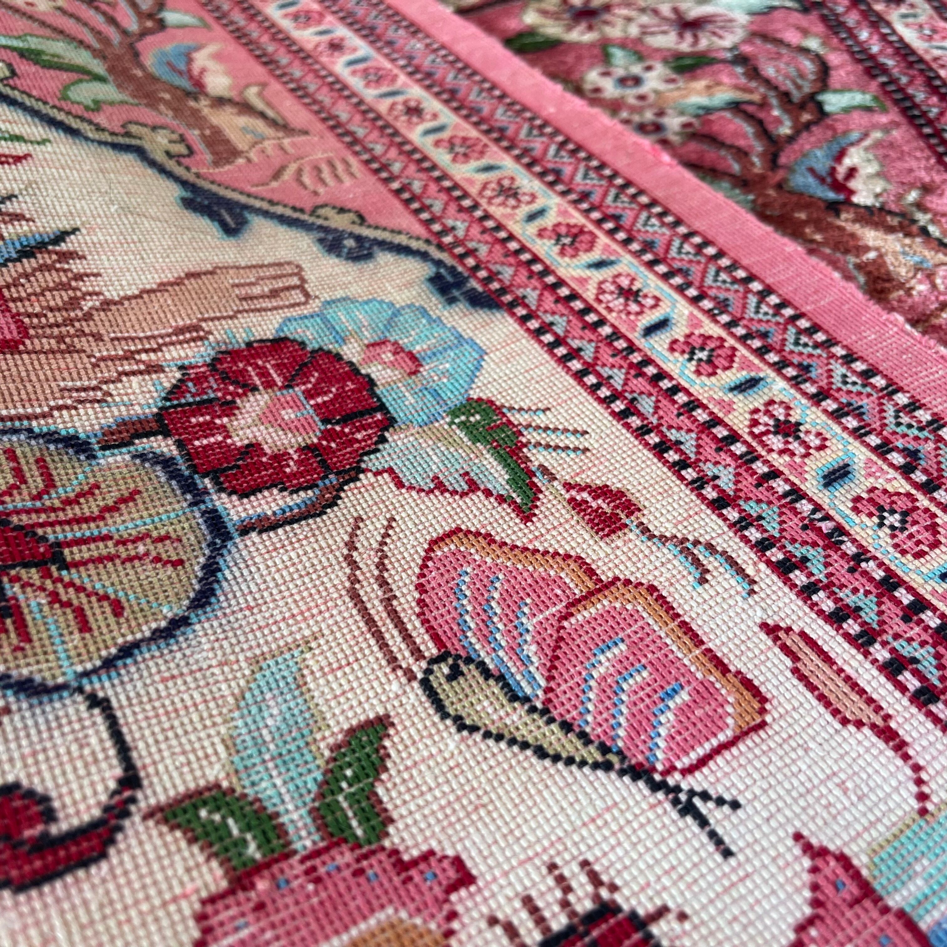 Antique Persian Qum Silk Rug, 77 x 57 cm