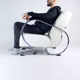 1930s Chrome & Leather Armchair By Hynek Gottwald, Czechoslovakia