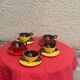 5 cups and 5 saucers signed Luc vallauris vintage