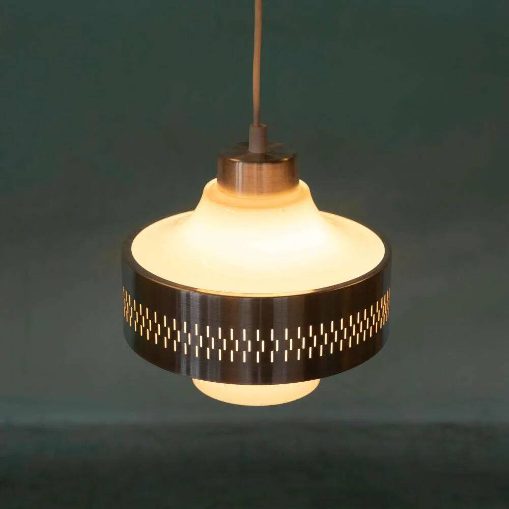 1960s vintage glass pendant light, Swedish pendant.