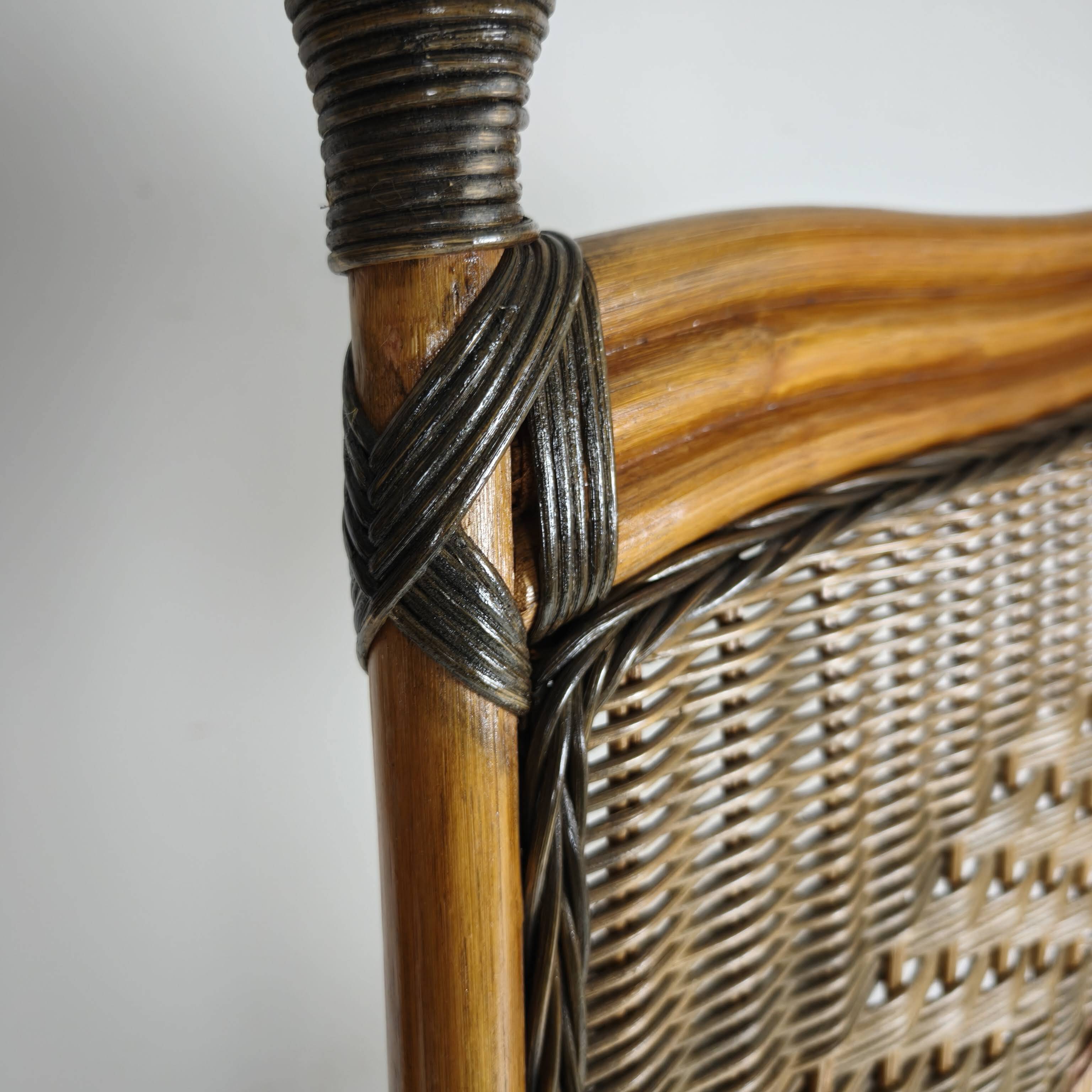 1970s Three-Panel Rattan Room Divider with Wicker Panels