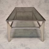 Italian coffee table metal & smoked glass ca 1970