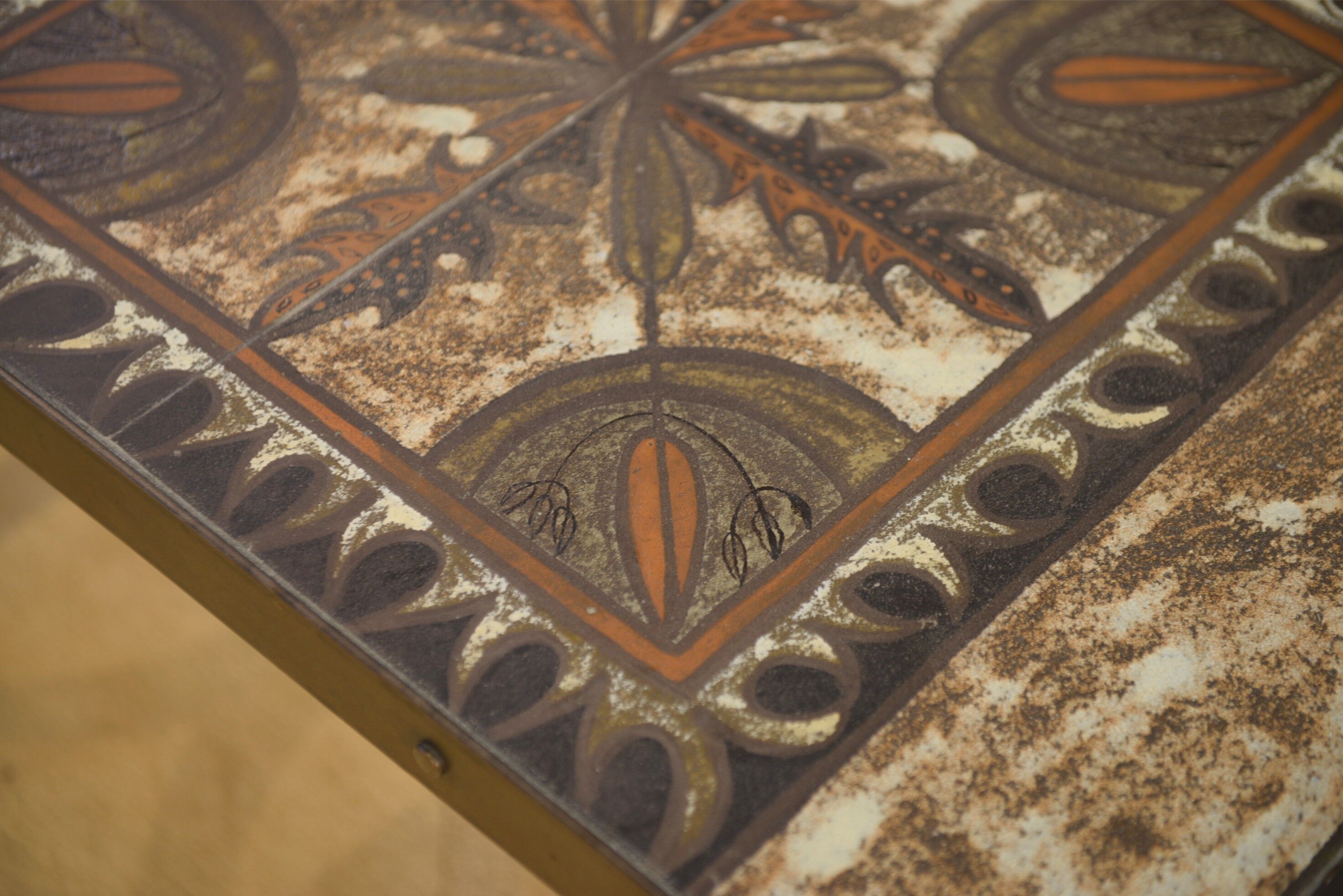 Wrought iron and ceramic coffee table from Vallauris 1950s.