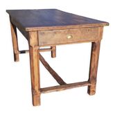 Country farm table xixth in chene, 2 drawers
