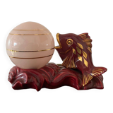 Ceramic and opaline fish lamp