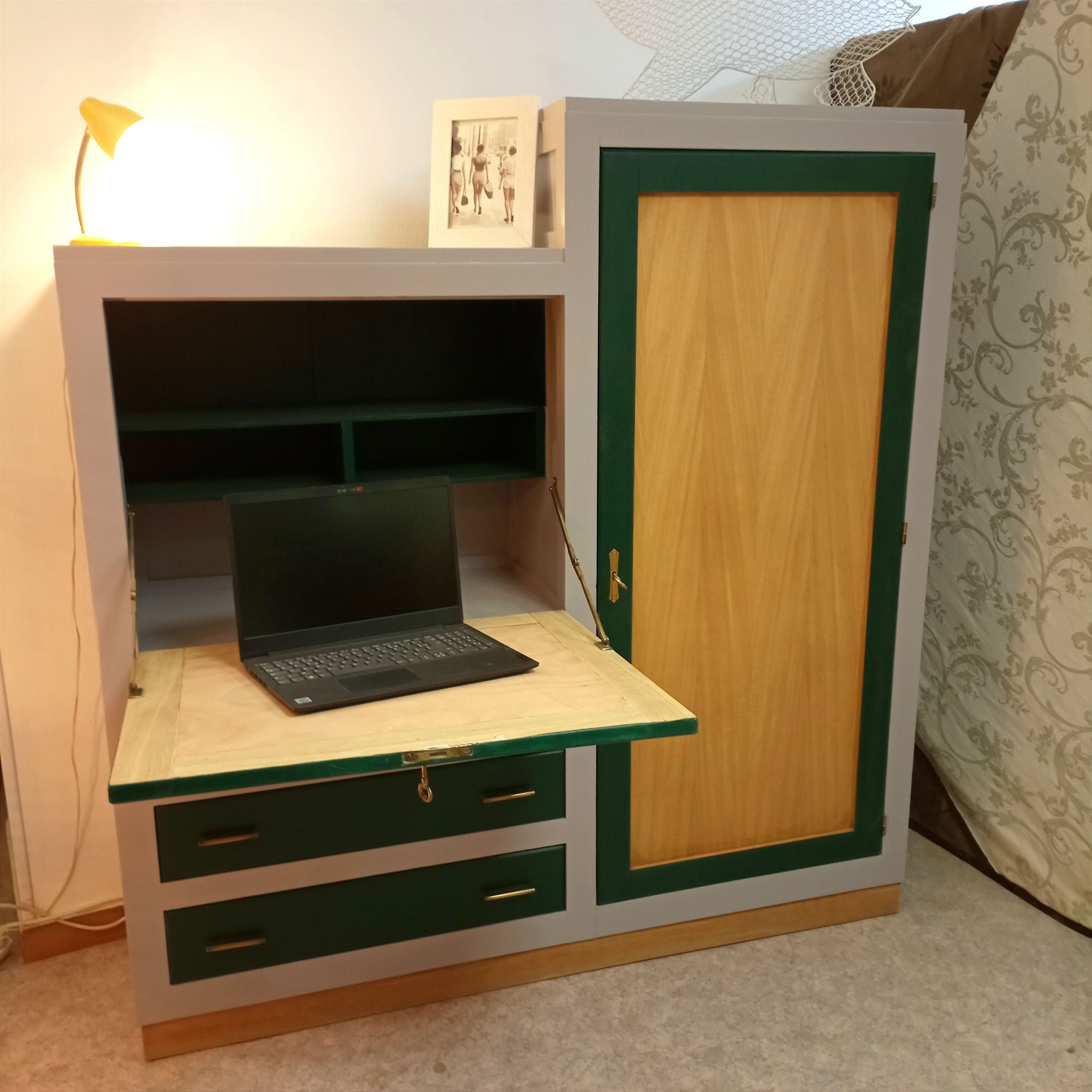 Vintage combo furniture dresser secretary wardrobe