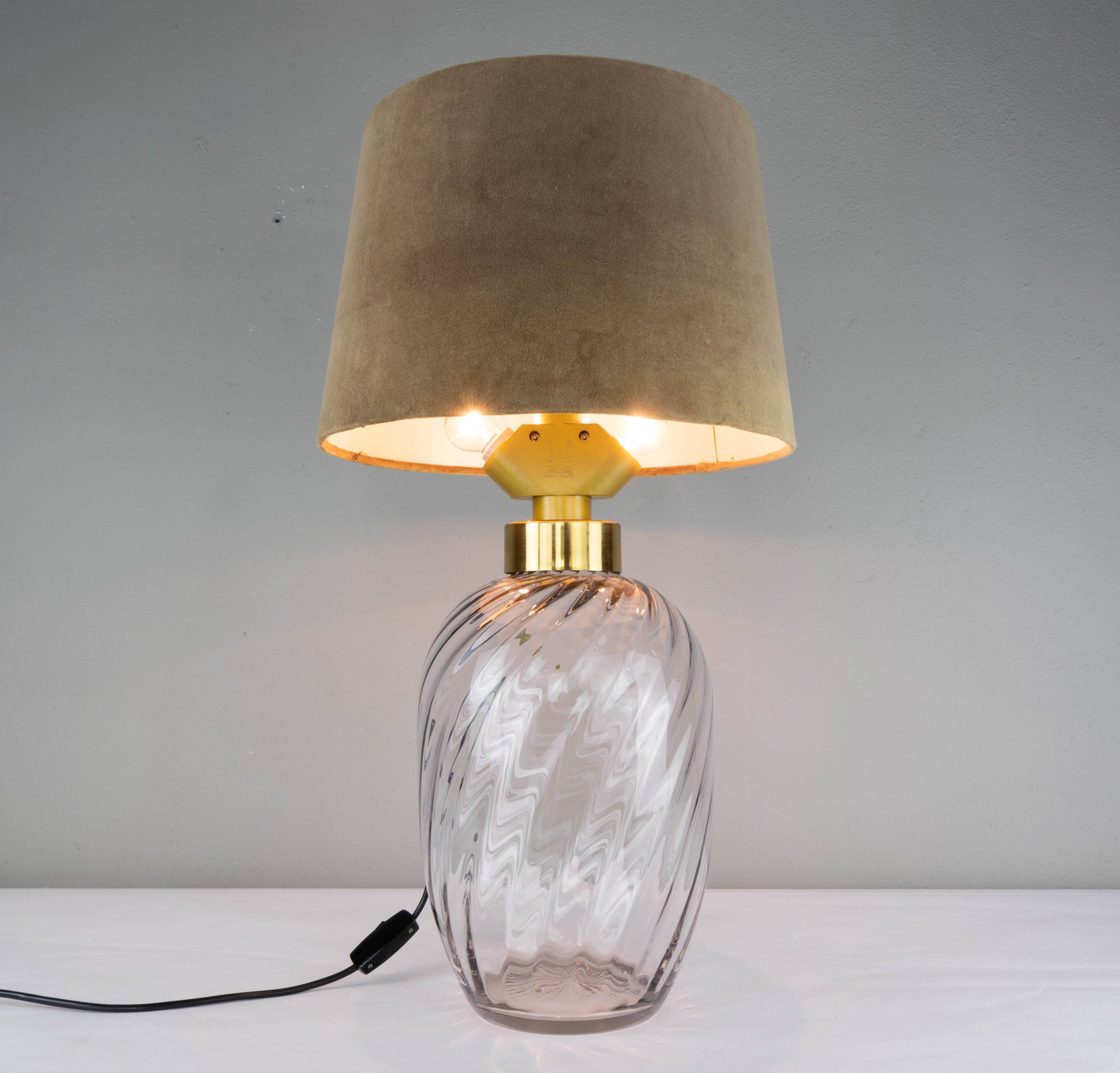 Mid-Century Modern Blown Glass and Brass Table Lamp Lumica Spain, 1970