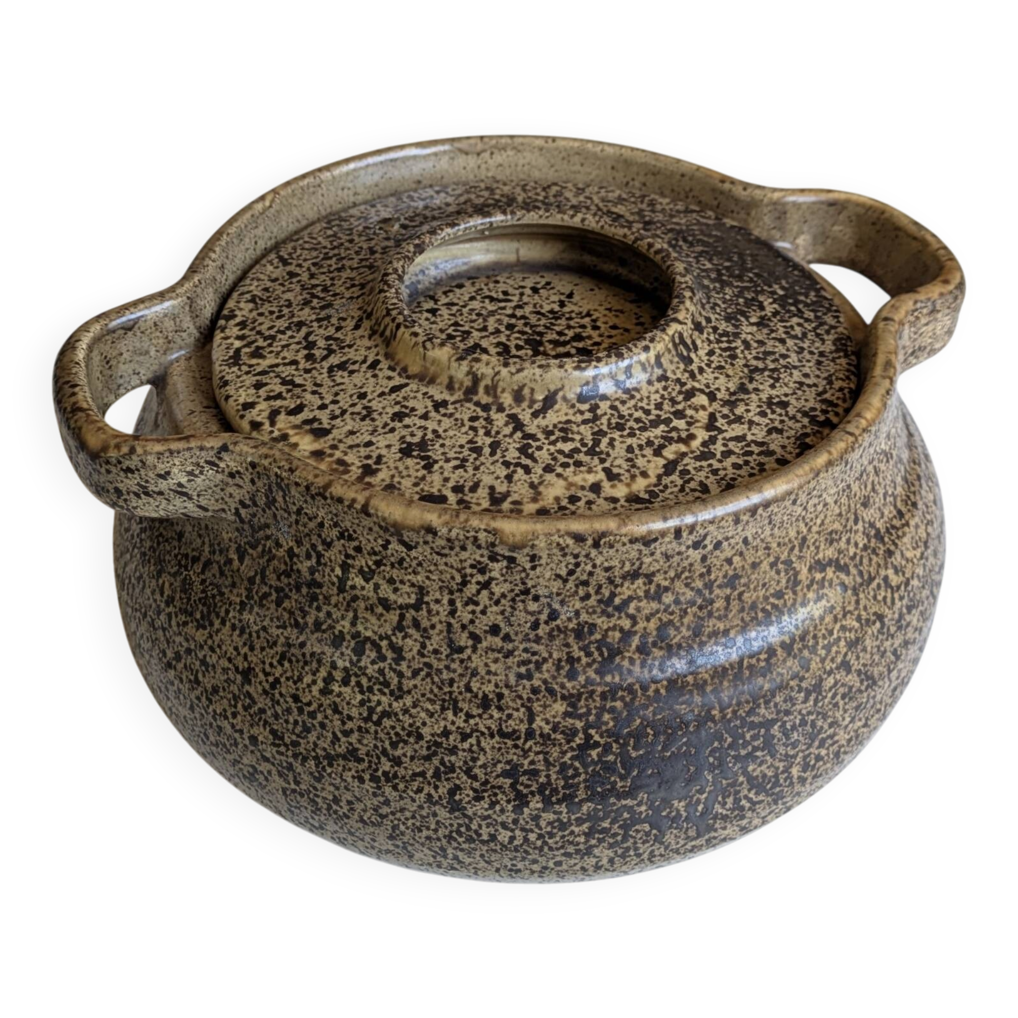 Sublime Soupière en grès moucheté "Les Potiers de l'Abbaye  70'