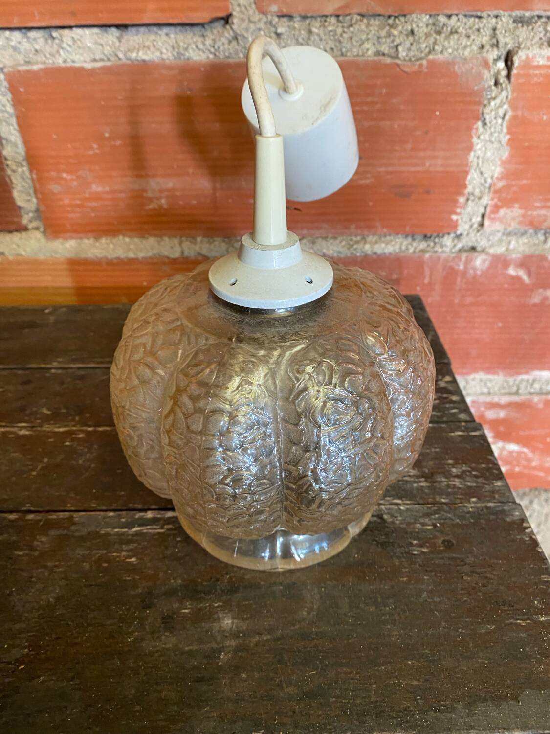 Vintage Transparent Moulded Glass Suspension #D444