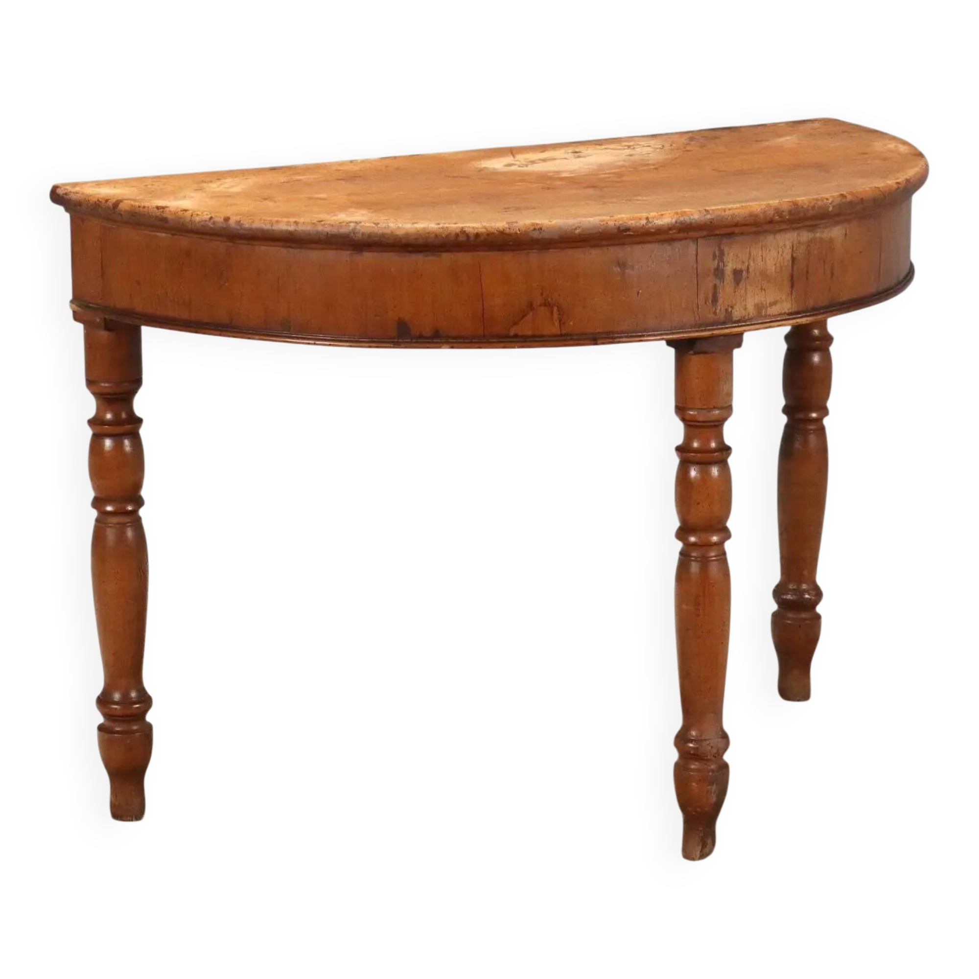 Antique walnut console with a half-moon top, Italy, 19th century.