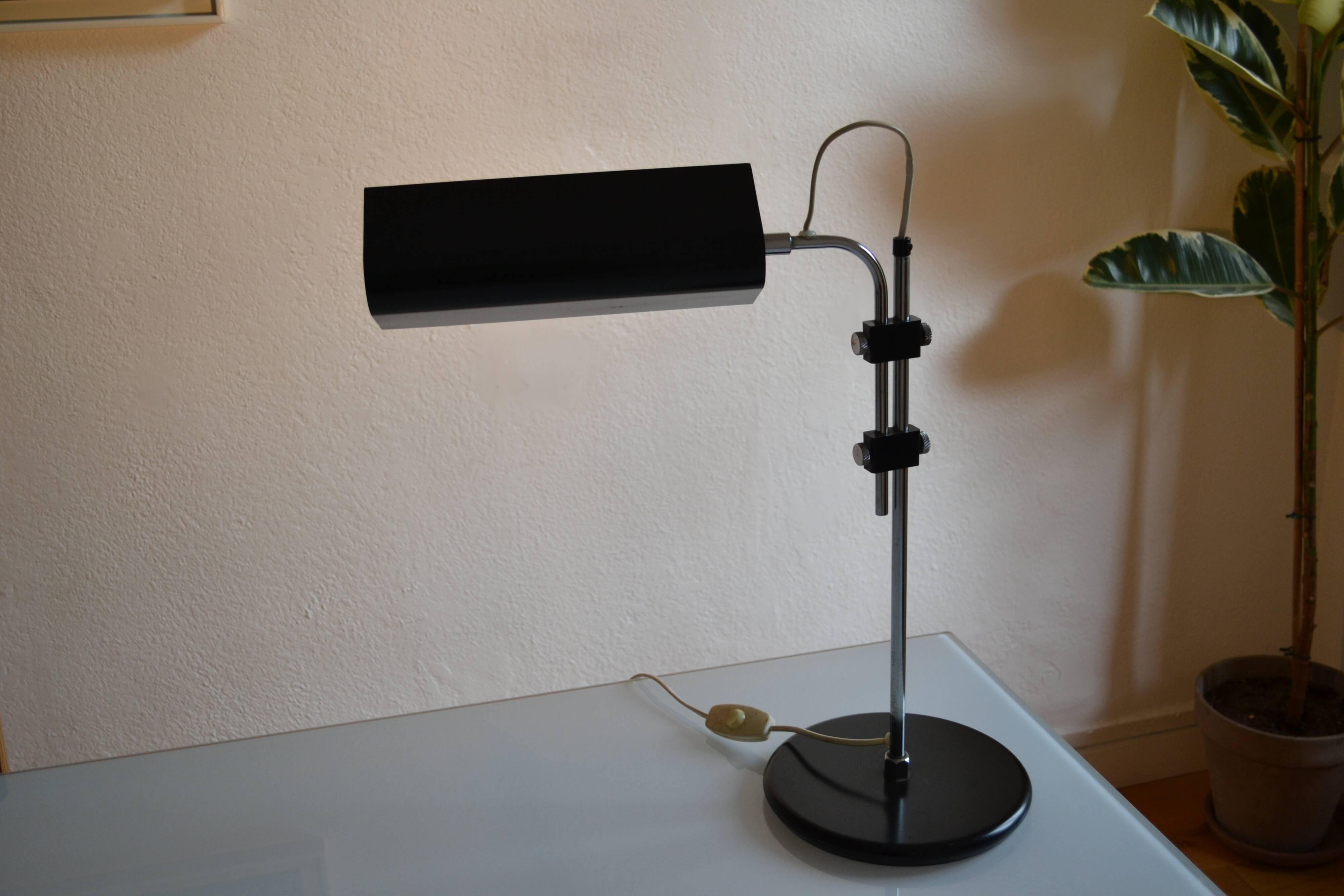 Vintage black modernist table lamp 50 1950 Bauhaus