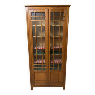 Armoire parisienne vitrée vintage en bois