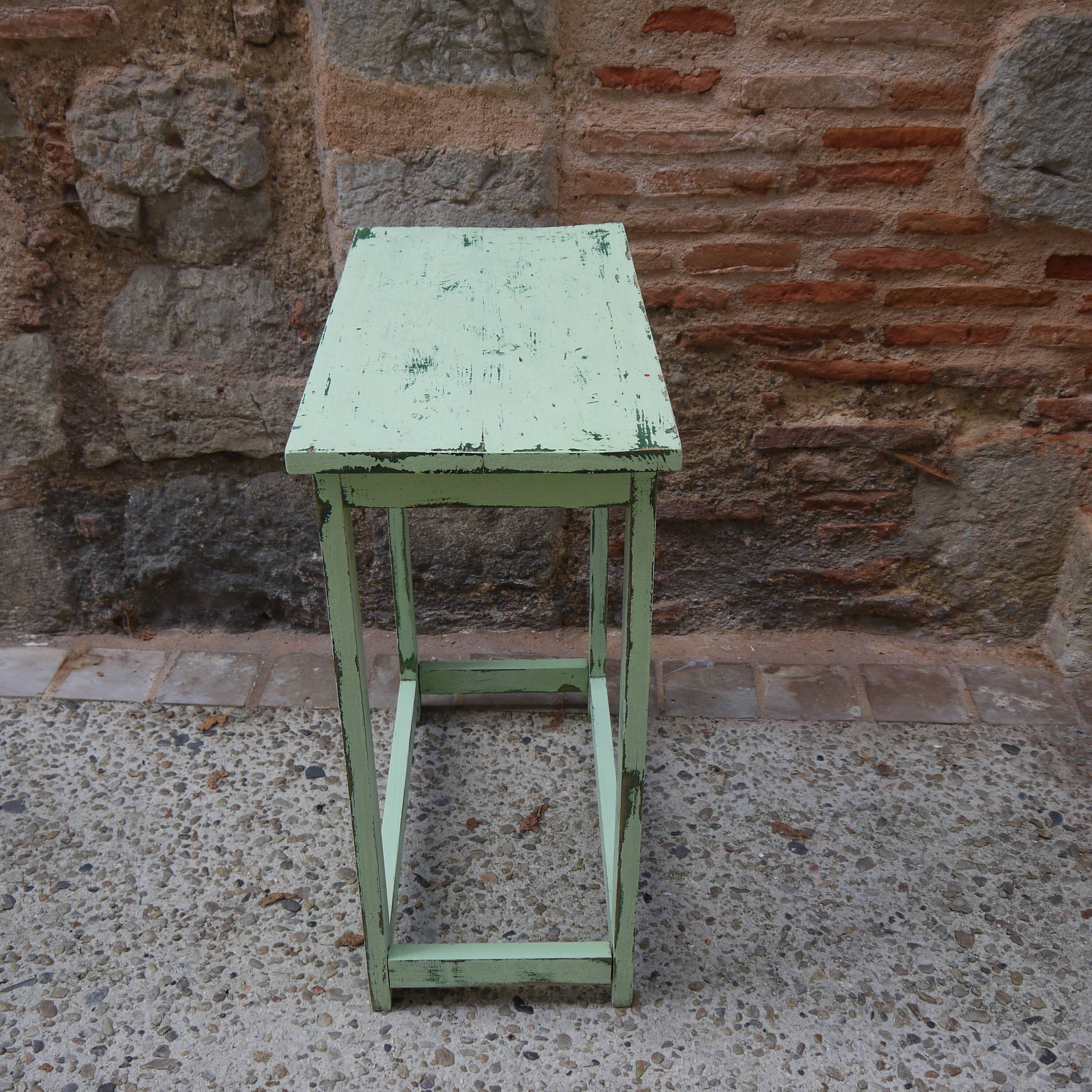 Console établi en bois patinée