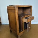 Art Deco bedside table in wood and pink marble