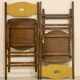 Pair of vintage folding chairs year 50 sculpted backrest.