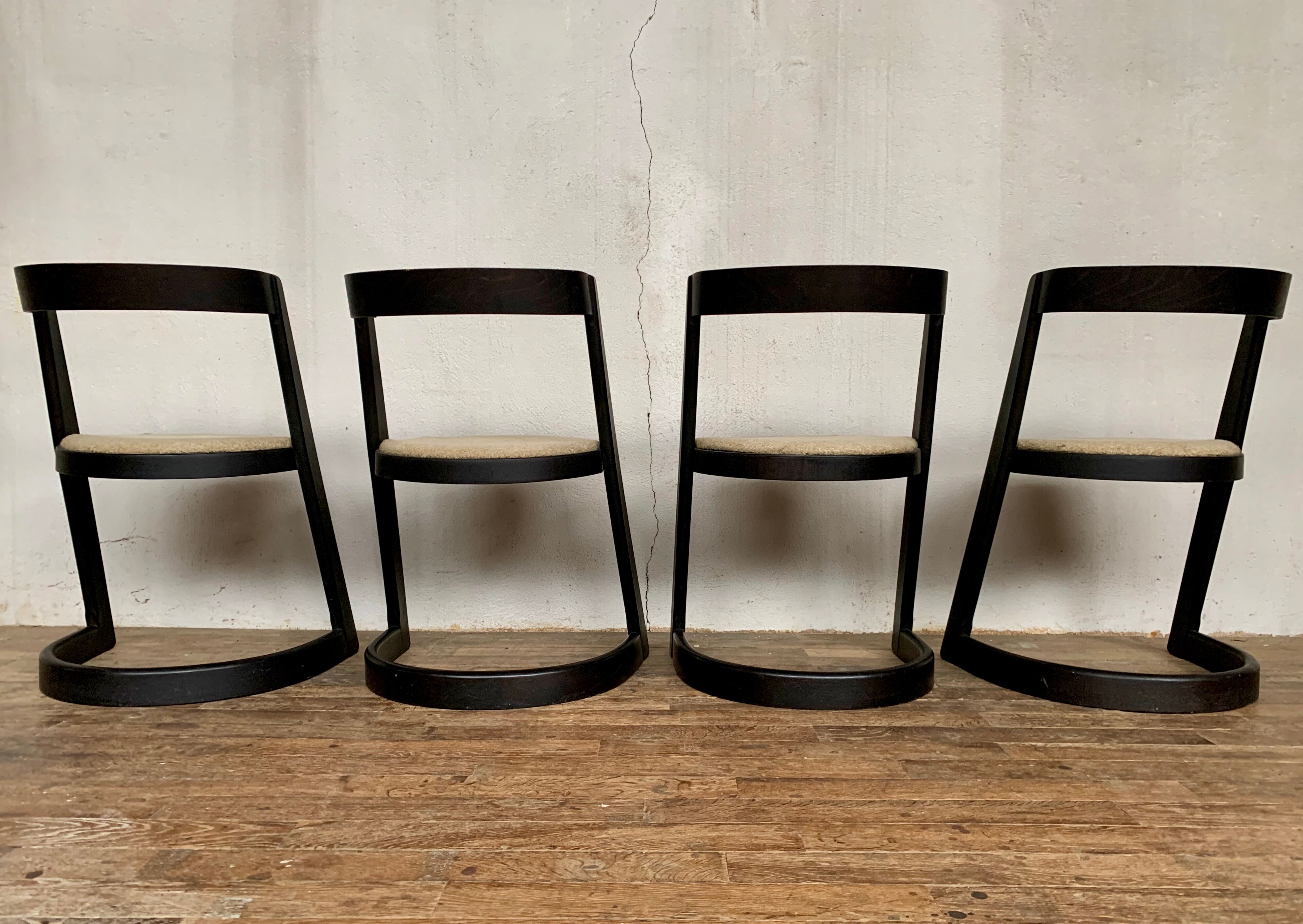 4 Vintage Baumann chairs Halfa 1970 cut wood