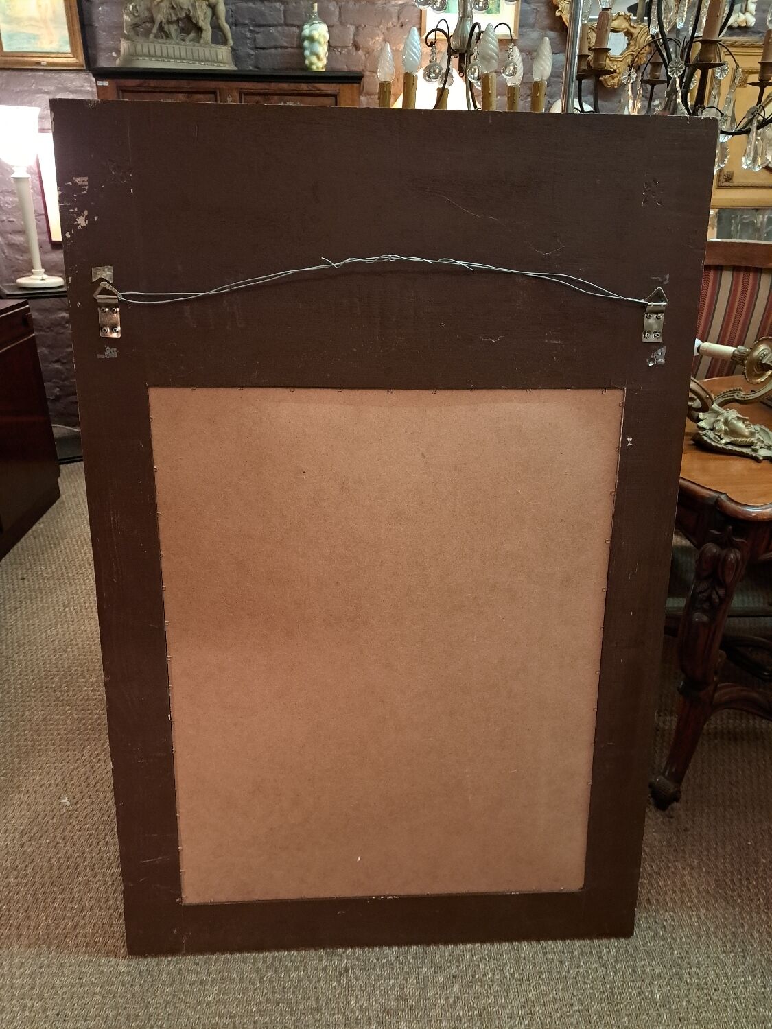 Louis XVI style trumeau mirror in patinated wood