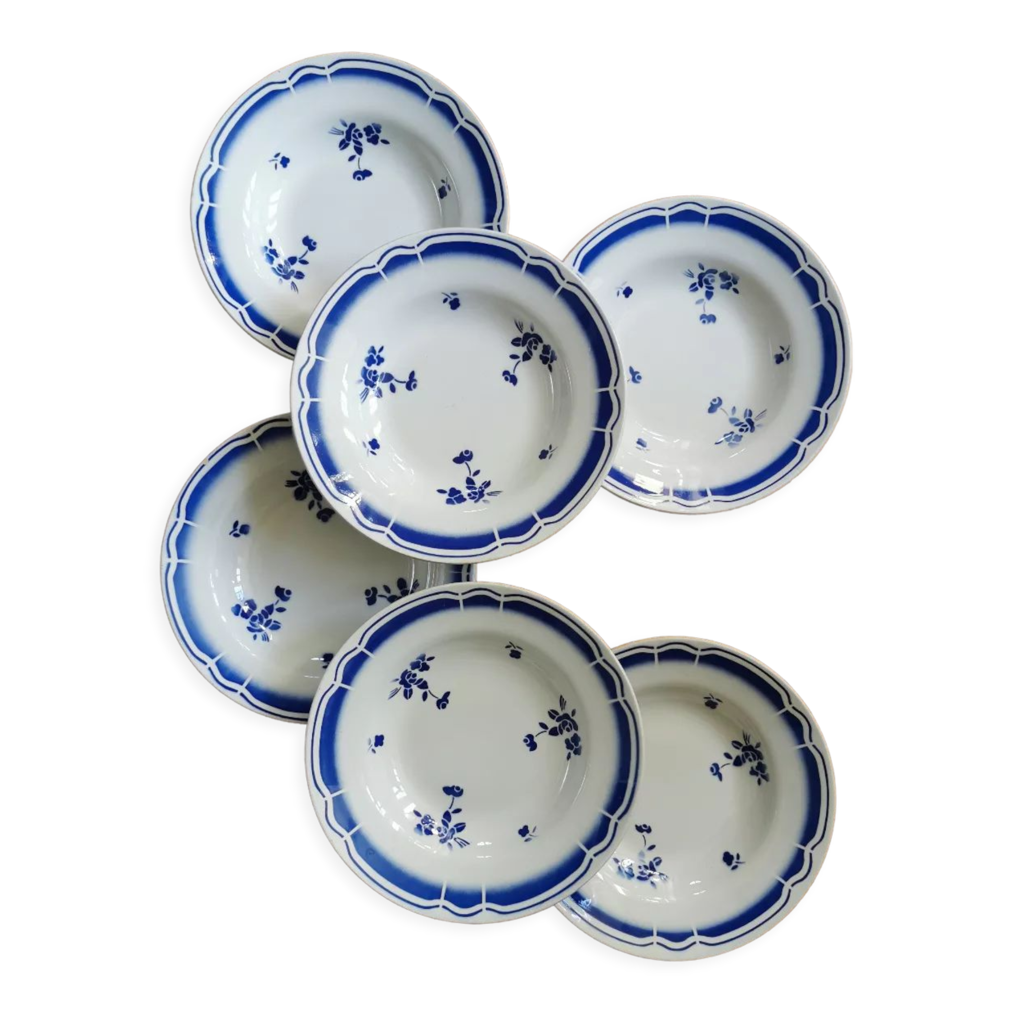 Blue Badonviller retro hollow plates