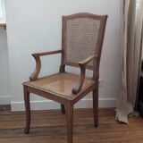 Antique Louis XVI style armchair in wood and caning