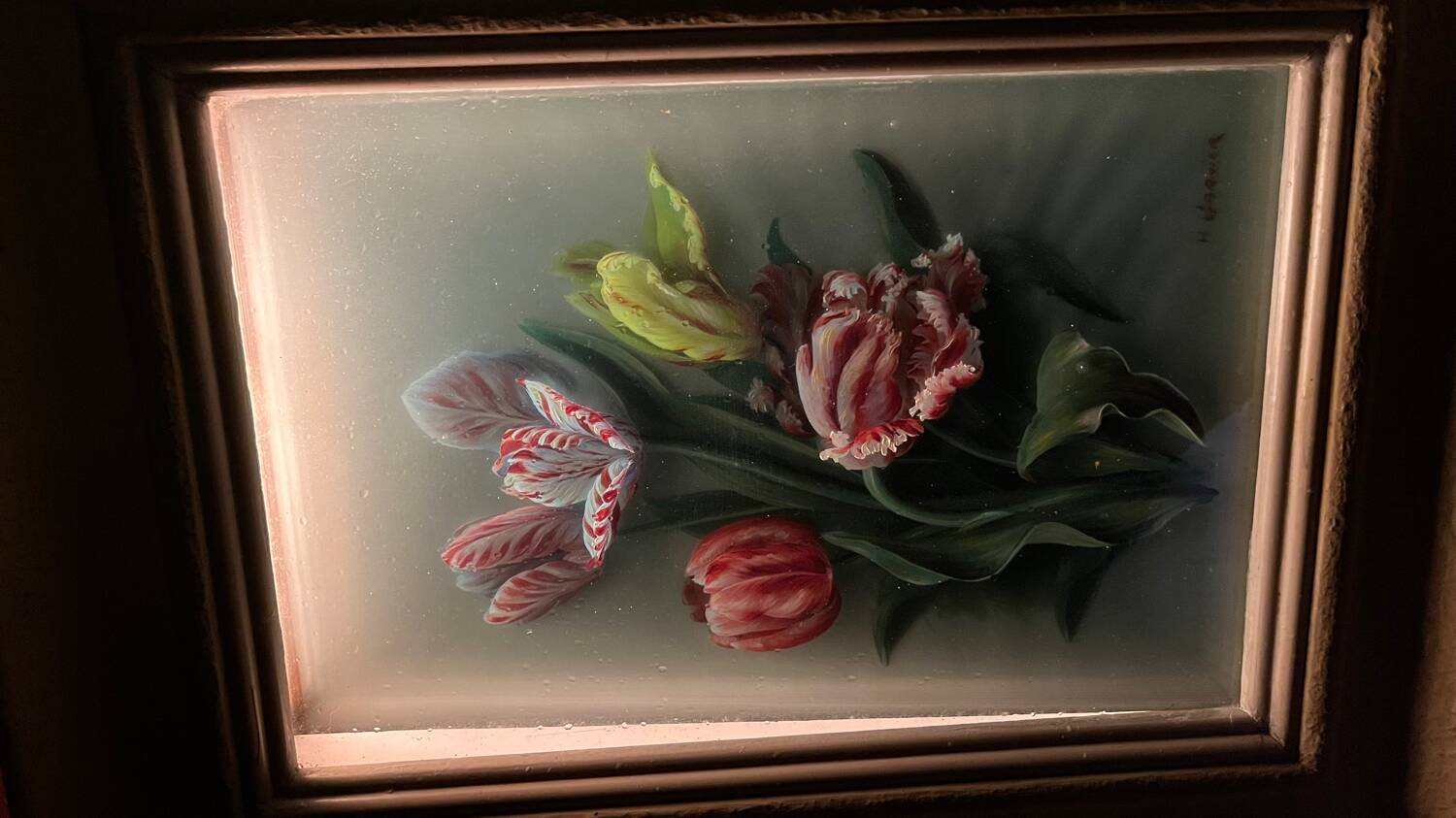 Fixed painting under glass signed H.Garnier