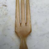 Art Nouveau salad servers in horn and silver metal