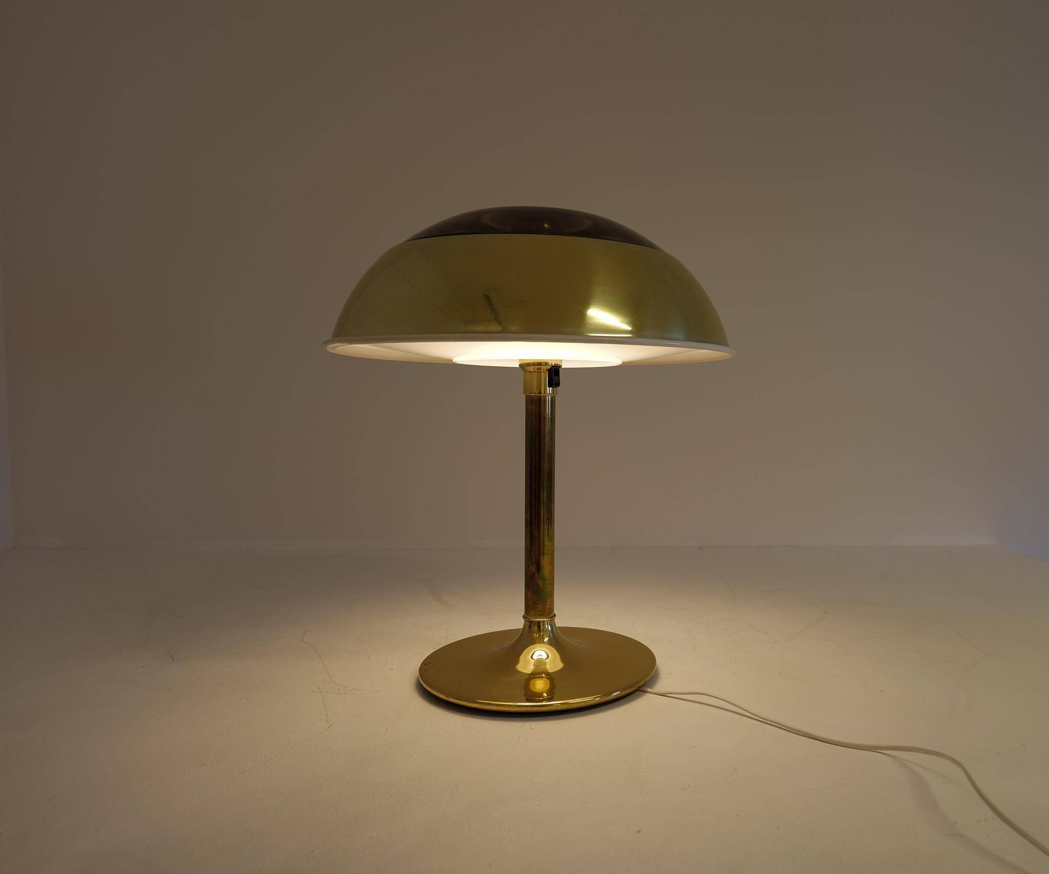 Large Space Age table lamp in brass by Fagerhults, Sweden, 1970s.