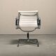 Charles & Ray Eames EA108 Dining Chair in Polished Aluminum and White leath