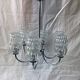 6-branched chrome chandelier & glass lampshades