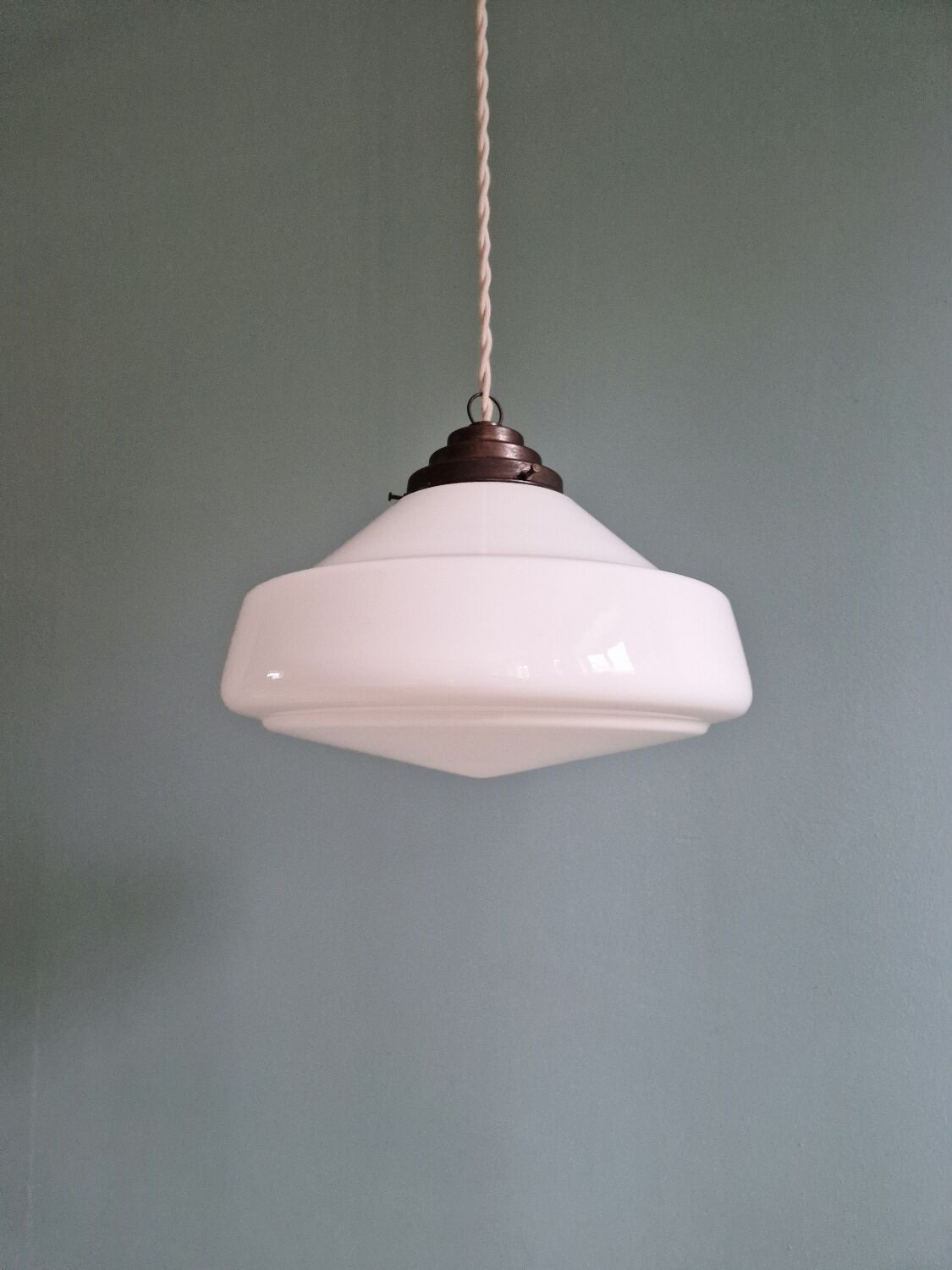 Art Deco Philips suspension in white opaline, Phililite series, 1930.