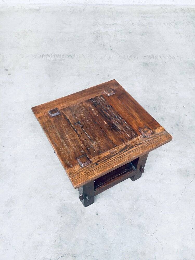 Wabi Sabi Style Oak Side Table, France, 1930s