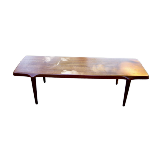 Table basse vintage revtangulaire en teck massif de john boné danemark 1960