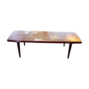 Table basse vintage revtangulaire en teck massif de john boné danemark 1960