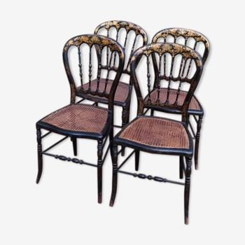 Ensemble de 4 chaises cannées époque Napoléon III