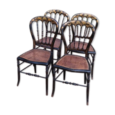 Ensemble de 4 chaises cannées époque Napoléon III