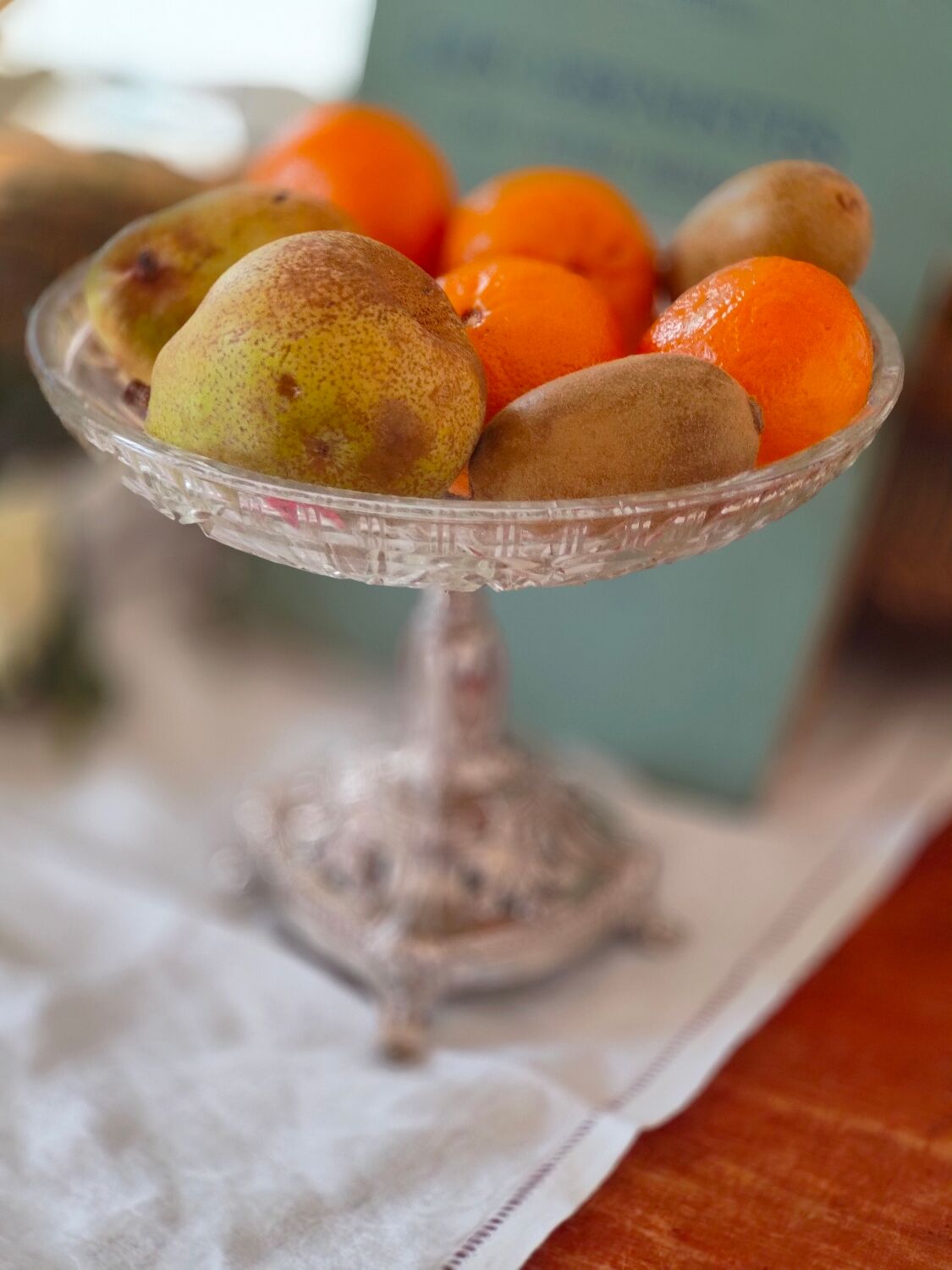 Crystal cup cut on metal stand