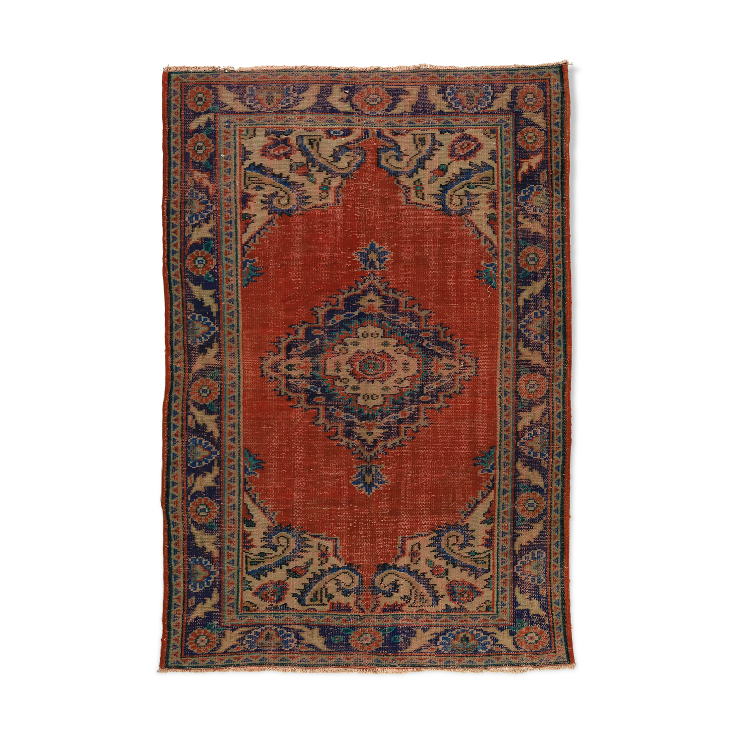 Anatolian handmade vintage rug 230 cm x 150 cm