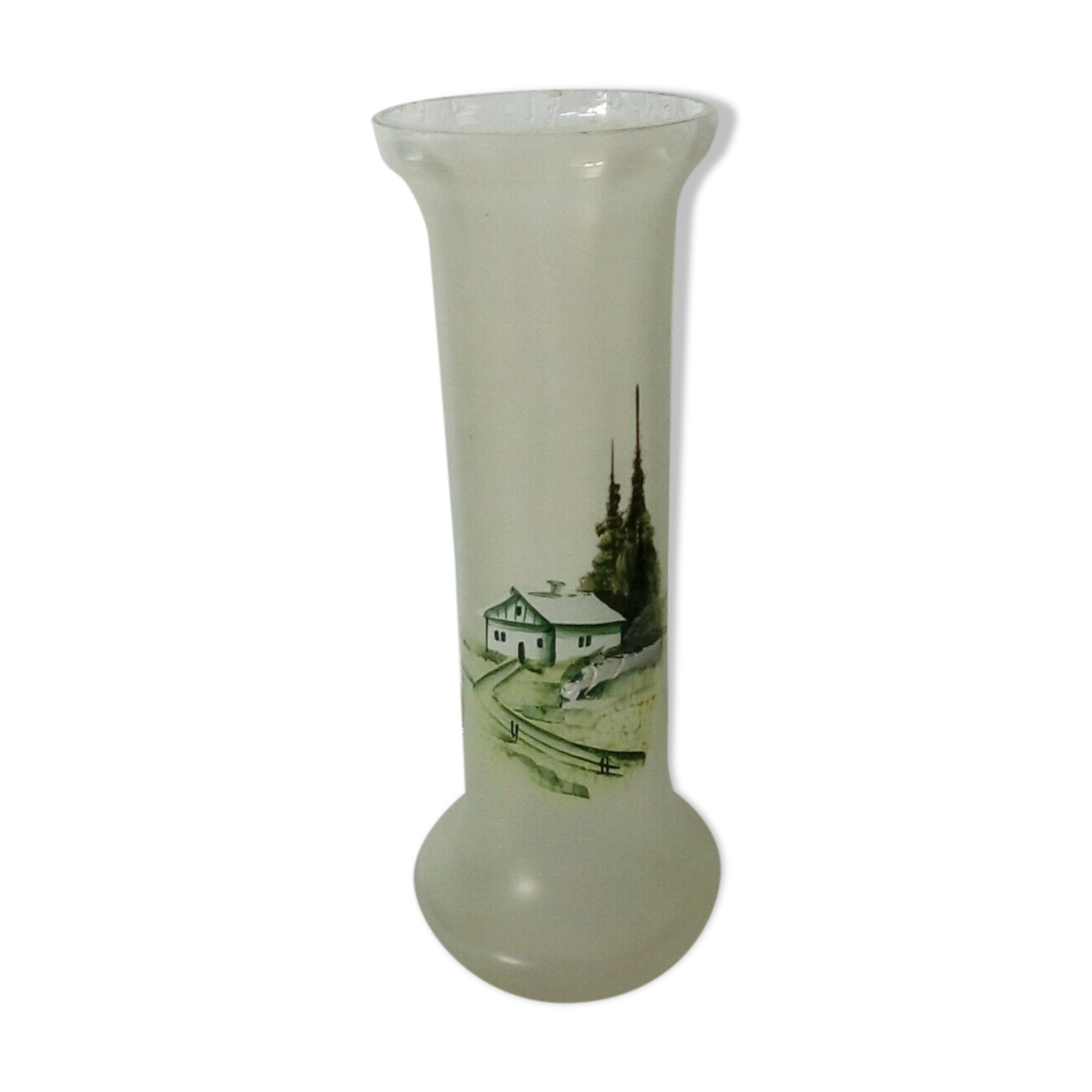 Vase en verre émaille