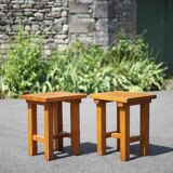 Pair of vintage stools, brutalist pine stools, side stools