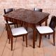 Art Deco Dining Set in Macassar and Leather by Oldřich Liška, Czech, 1920s, Set of 5
