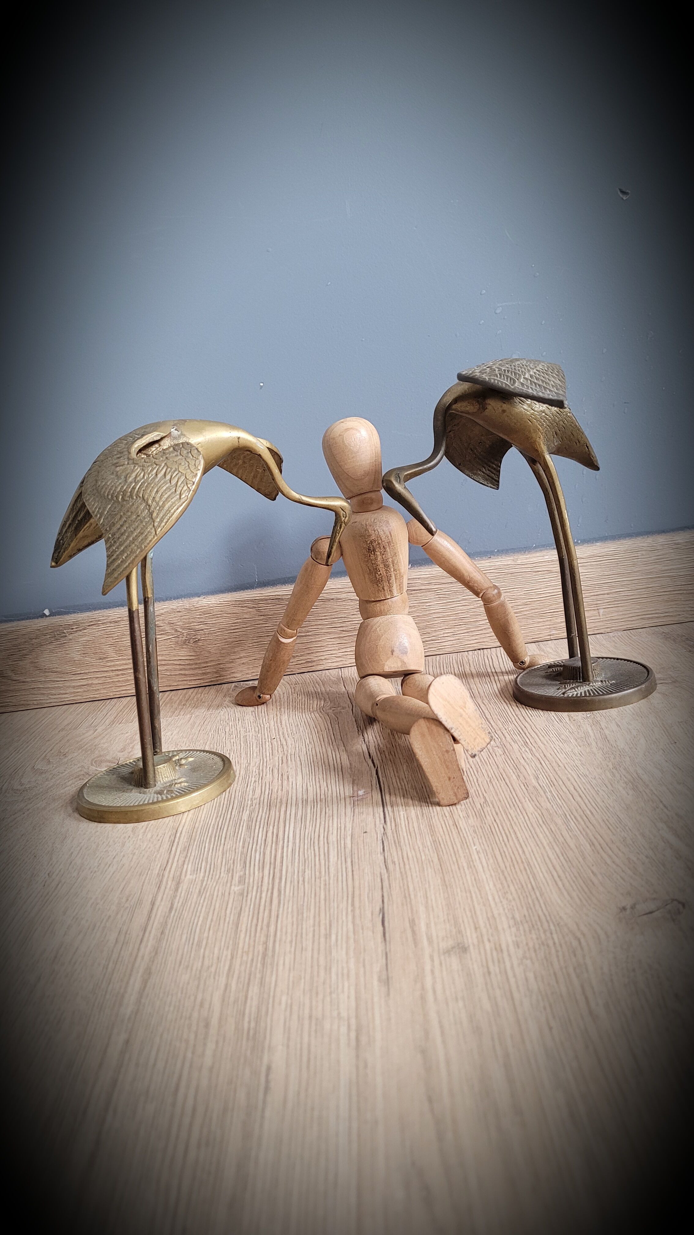 Duo herons brass wings