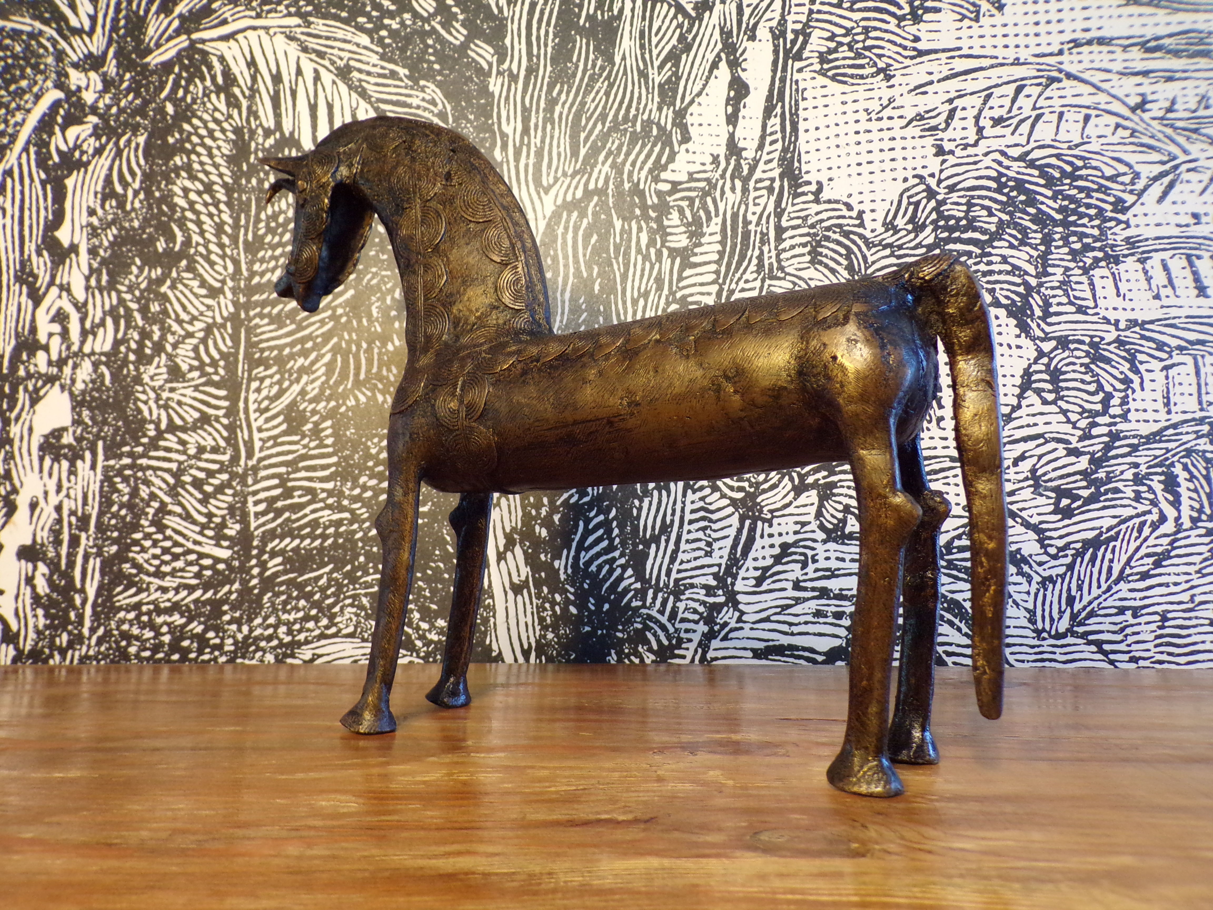 Cheval mythique en bronze art Burkinabé
