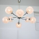 Mid-century Italian 8-Arm Chrome and Crystal Chandelier, 1960s