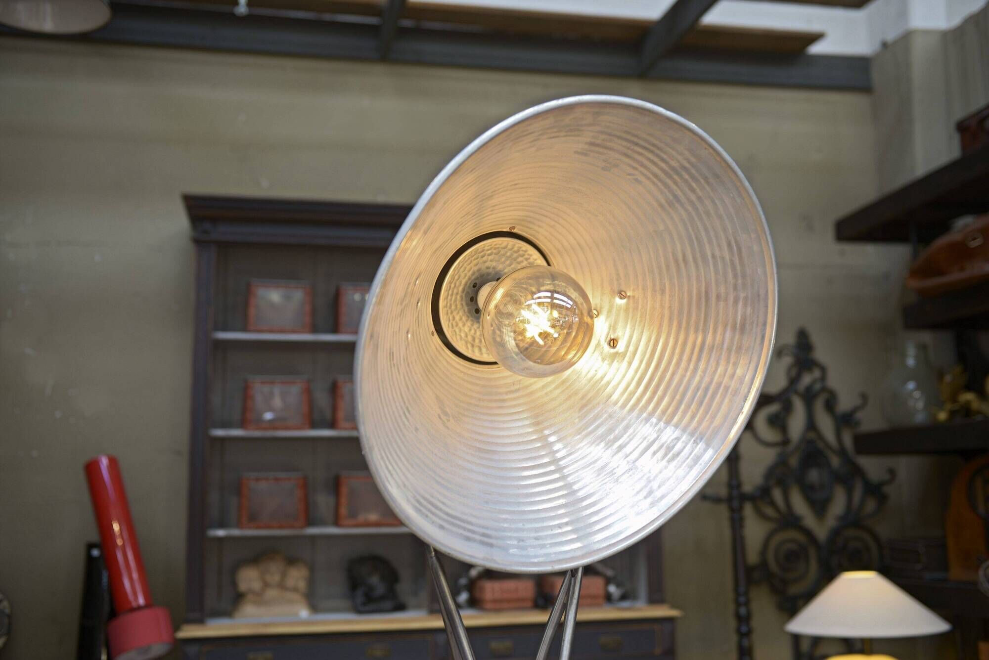 Industrial Adjustable Metal Workshop Spotlight Floor Lamp 1950